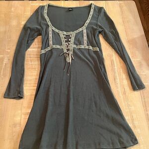 l*space Olive Green Lace-Trim Top